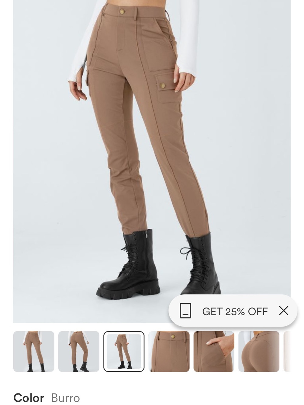 HALARA Slim High-Rise Cargo Pants in Burro Brown